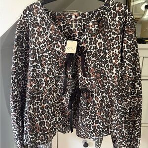 Free People Leopard Print tie jacket NWT
